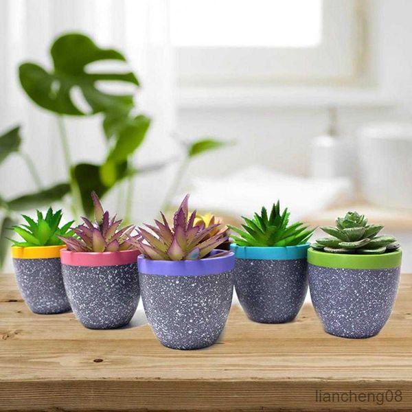 Plantadores Vasos decorativos para jardim em miniatura pintados com base estável para decoração de jardim com varanda R230614