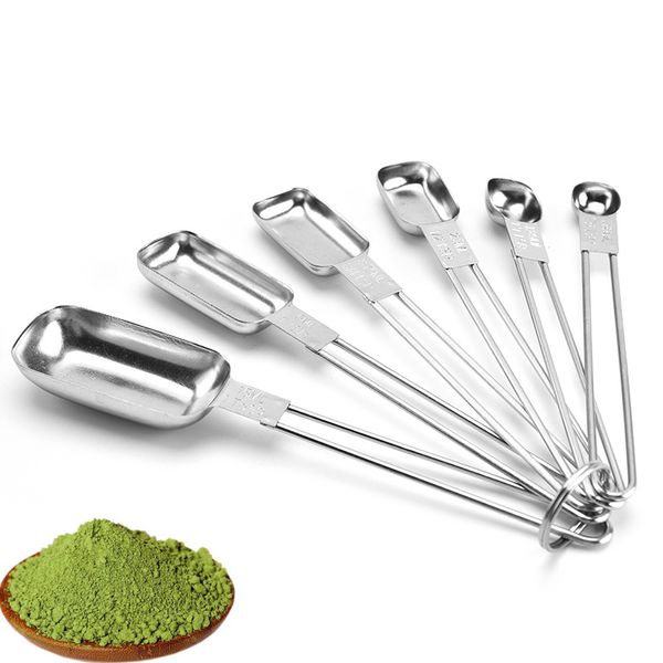 50Set Kleine Quadratische Kopf Messlöffel Set Backen Zubehör Edelstahl Griff Kaffee Messen Scoop Set Küche Gadgets