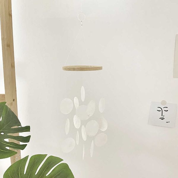 Decorazioni da giardino Conchiglia Luna Campanella a vento Decorazione della stanza Campanelli a vento nordici sospesi da parete Home Office Decorazioni per la camera dei bambini