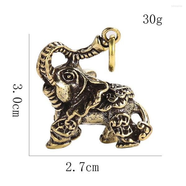 Colares com Pingente Latão Natural Cobre Sólido Elefante Animal Vintage Mascote da Sorte Chaveiro Colar Pendente Amuleto Feng Shui Jóias