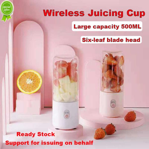 500ml Taşınabilir Blender 6 Bıçak USB Şarj Edilebilir Taze Meyve Suyu Mikseri Elektrikli Sarsıntı Kupası Sevimli Blender Smoothie Buz ez