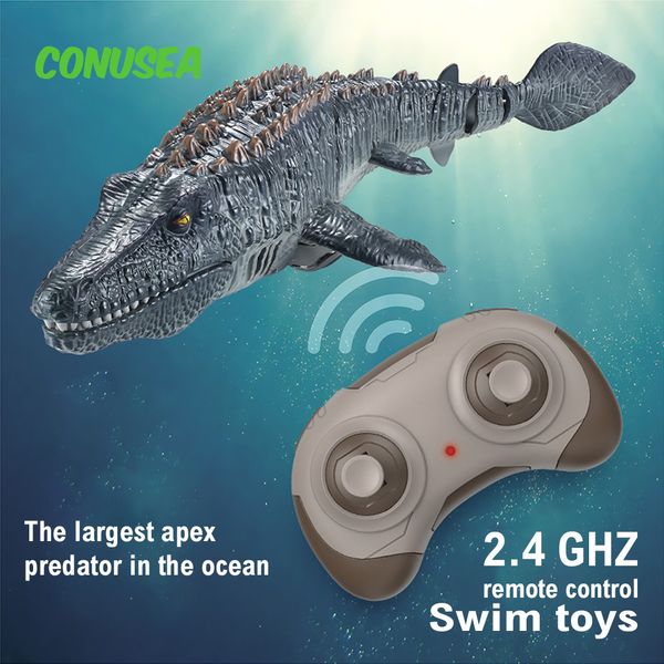 ElectricRC Animals Rc Boat Fist Simulation Radio Controlled Ship Animal Wireless Electric Boat High Speed Speed Lancha Mosasaurus Barco Outdoor Toy Boy 230613