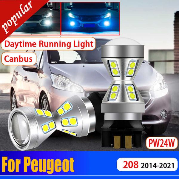 Nuovo 2 pezzi auto Canbus nessun errore PW24W PWY24W indicatori di direzione anteriori luci diurne luce di marcia diurna lampadina a LED per Peugeot 208 2014 2015-2021