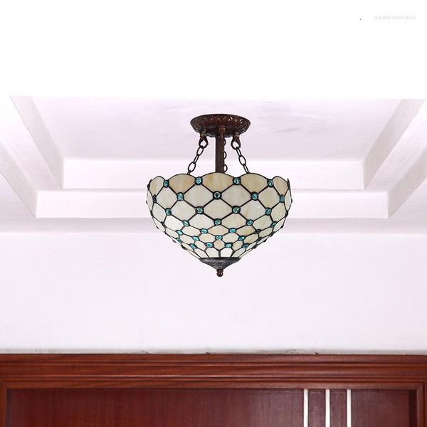 Lampade a sospensione Tiffany Europeo Moderno Semplice Xiao Wo Corridoio Terrazza/Patio Corridoio Creativo Vetro Moda Ventilatore da soffitto Diao Deng