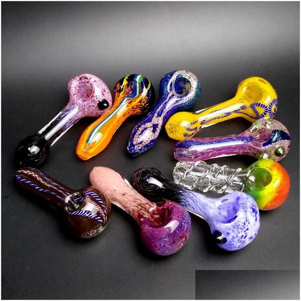 Cachimbos Fabricação de vidro soprado à mão e lindamente feito à mão Bubbler Smok Colorf Cachimbo Atacado Erva Moinho De Vento Pirulito Cor Dhuto