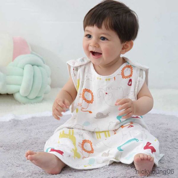 Sacchi a pelo Baby Split-Leg Estate Sezione sottile Prima parte posteriore a quattro strati Trapunta a due strati Garza di cotone Gilet per bambini R230804