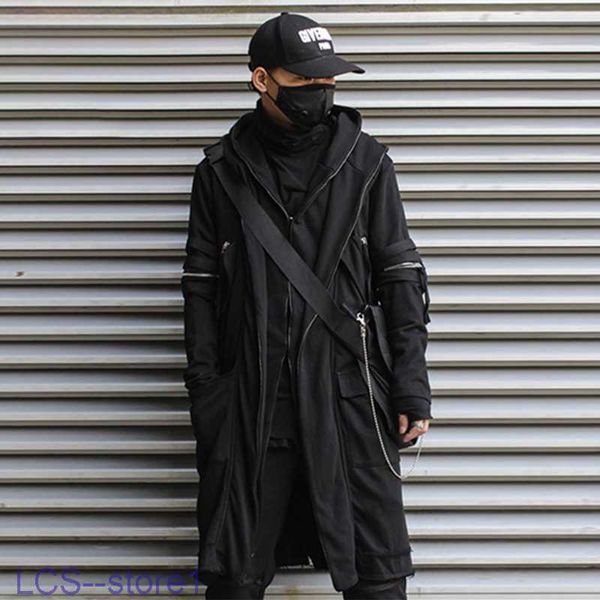 Men's Trench Coats Unisex Wizard Cape Cloak Fake Two Jacket Windbreaker Gothic Punk Streetwear Long Clothes Function Hoody 230419