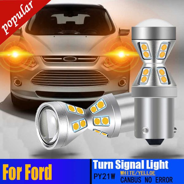 Novo 2 PCS Canbus Sem Erro LED Turn Signal Lâmpada PY21W BAU15S Para Ford B-Max C-Max S-Max Fiesta 6 7 Focus Galaxy Mondeo Ranger Ka