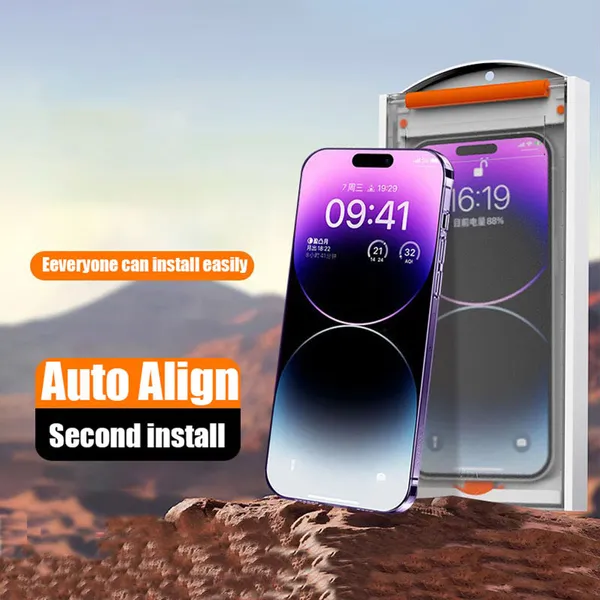 Roller Quick Fit Displayschutzfolie aus gehärtetem Glas, perfekt transparente Schutzfolie mit Installationsmaschine für iPhone 13 Pro Max