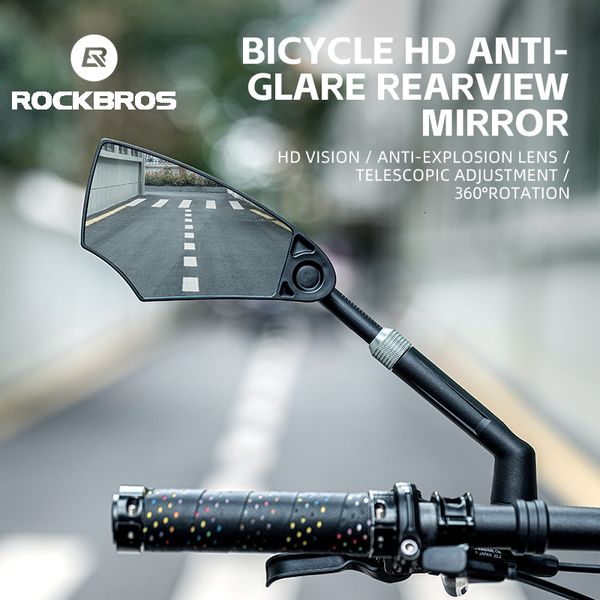 Велосипедные нагрузки Rockbros Bicycle Bodview Mirror Universal широкомасштабное 360 ° Регулируемое зеркало для мотоцикла Mountain Road Scooter Safety 230614