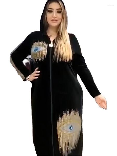2024 Etnik Giyim Ramazan Fas Müslüman Kapüşonlu Abaya Parti Elbise Kadınlar Türkiye Dubai Kaftanlar Elmas Akşam Elbiseler Çöp Eid Vestidos Robe Uzun Elbise Cope 10