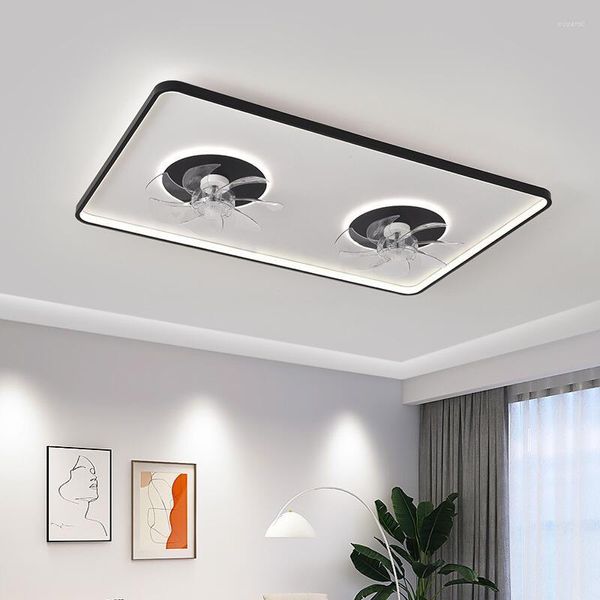 Led Deckenventilator Licht Pendelleuchte Kronleuchter Rechteck mit niedrigem Boden Einfaches Design Weiß 110V 220V APP Fernbedienung Smart