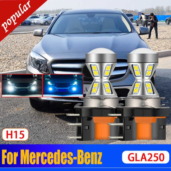 Nuovo 2Pcs Auto Canbus H15 LED DRL Segnale Anteriore Giorno Lampadine di Giorno Corsa E Jogging Lampade Per Mercedes-Benz GLA250 2015 2016 2017 2018 2019