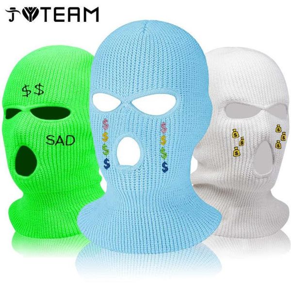 GorroSkull Caps Fashion Ski Mask 3 Hole Balaclava Knit Hat Tricot Face Cover Winter Balaclava Full Face Mask for Winter Outdoor7254H