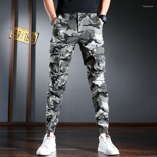 Pantaloni da uomo Primavera Close-up Camouflage Leggings Tuta Versione coreana da uomo Trend Slimming Casual Men Mens Cargo