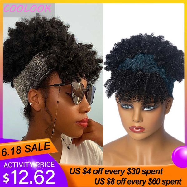 Perucas de renda curtas encaracoladas encaracoladas perucas para mulheres negras afro cachos loiras com cachecol peruca cosplay natural encaracolada cabelo falso sintético z0613