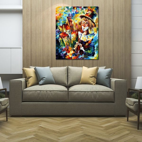 Modern Canvas Painting Landscape Art City Clown Dipinto a mano Romantico Artwork Wall Decor