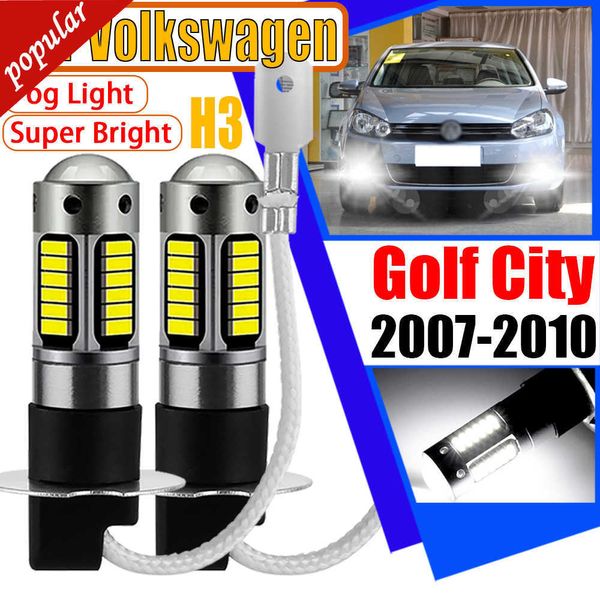 Novo 2 pces h3 lâmpadas do carro canbus sem erro led farol dianteiro nevoeiro luzes de sinal lâmpadas para volkswagen vw golf city 2007 2008 2009 2010