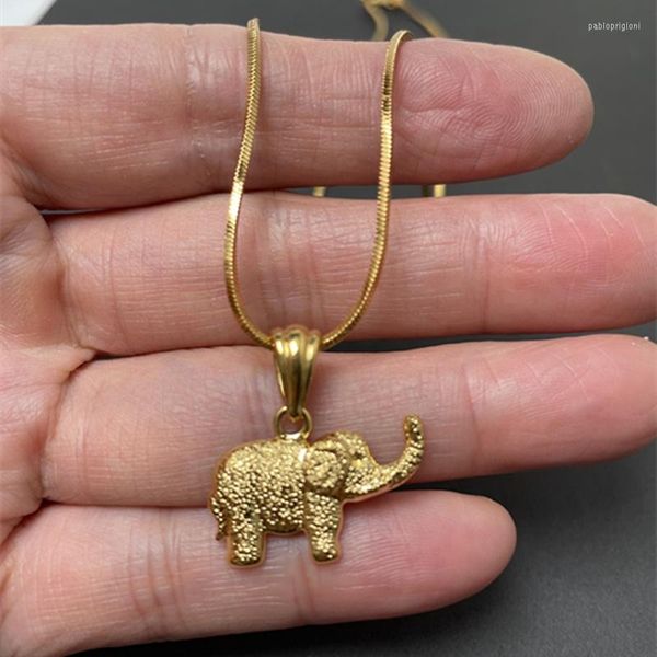 Подвесные ожерелья Корея 24K Золотое ожерелье Слон для женщин
