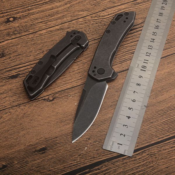 1Pcs KS5560 Coltello pieghevole con flipper aperto assistito 8Cr13Mov Stone Wash Lama Manico in acciaio inossidabile Coltelli tascabili EDC con scatola al minuto