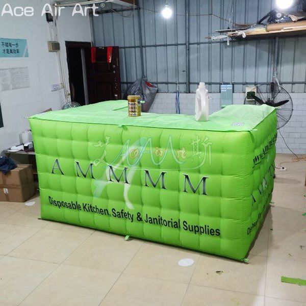 Портативный надувный кассовый аппарат зеленый диджейский бар со встроенным вентилятором для открытых/внутренних мероприятий или выставков