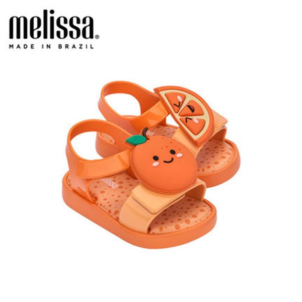 Sandali 2023 Summer Original Mini Melissa Fruit Banana Orange Girl Roma Jelly Shoes Kids Fashion Soft Beach 230613