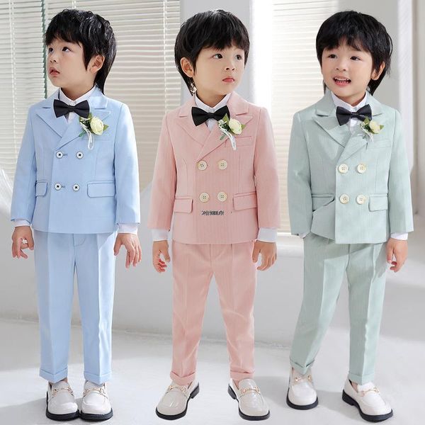 Giyim setleri Korea erkek çocuk pografi takım elbise çocuklar gelinlik çocuklar sahne performansı blazer bebek doğum günü resmi tören kostümü 230613