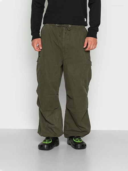 Pantaloni da uomo HOUZHOU Oversize Cargo Uomo Paracadute Lavoro Pantaloni a gamba larga Maschio Nero Vintage Allentato Casual Verde Strada americana Cotone