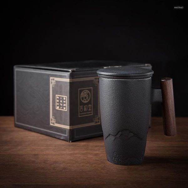 Tassen HF Kreative Retro-Tasse aus Keramik, große Teetasse, Kaffee, handgefertigte Keramiktassen und Business-Geschenkset, Bol Traditionnel Chinois