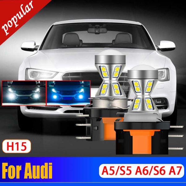 Novo 2 pces carro canbus h15 led drl sinal dianteiro dia lâmpadas lâmpadas diurnas para audi a5/s5 2010-2012 a6/s6 2009-up q7 2010-up