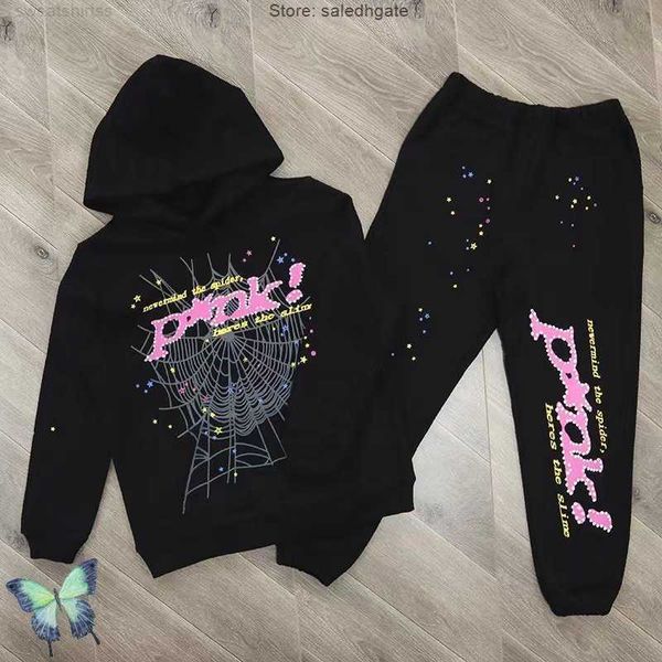 Erkek Hoodies Siyah Kahverengi Örümcek Kapşonlu Sweatshirt Gerçek Fotoğraf Takip Web Sulağı Spder Sweatpants