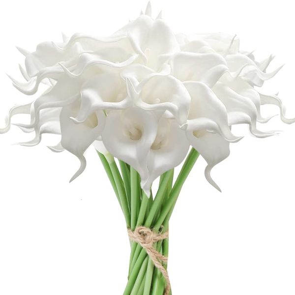 Flores secas brancas Mini Pu Calla Lily Flor artificial para buquê de casamento decorações de festa chá de bebê peças centrais decoração nupcial 230613