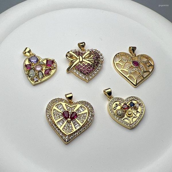 Anhänger Halsketten Hohe Qualität Metall Zirkon Liebe Herz Anhänger Charms Für Schmuck Machen Mode Halskette Großhandel