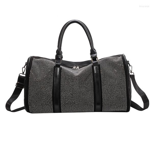 Sacos ao ar livre Strass Diamond Women Gym Bag Fitness Travel Women Handbags Sports Daily Shoulder Traveling Duffel Weekend