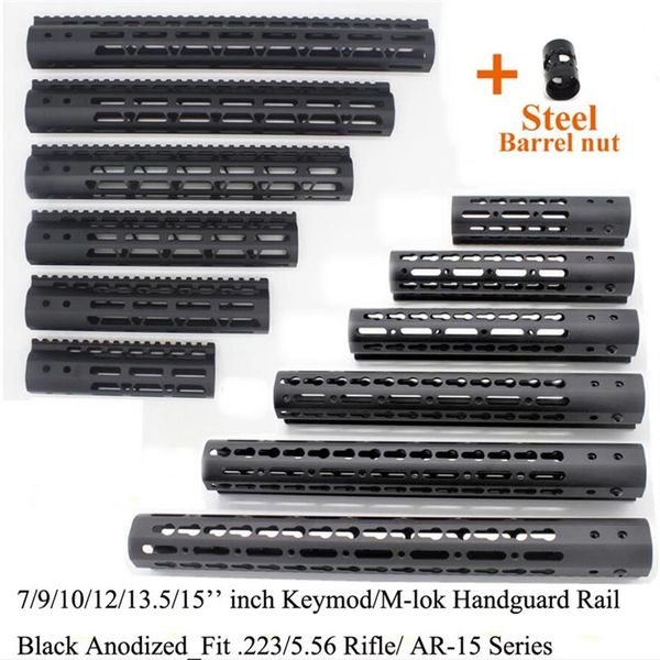 Тактический черный 7 9 10 12 13 5 дюйма Keymod M-Lok Handguard Rail Mount System со стальной ствол гайки25712804