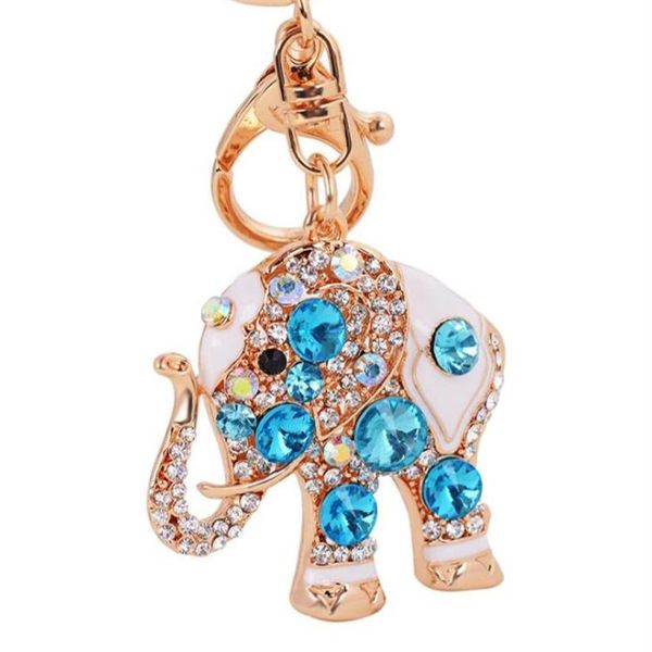 Brilhante cristal strass lindo elefante chaveiro de metal chaveiro carro chaveiros bolsa pingentes bolsa pingente presente de natal4845189292a