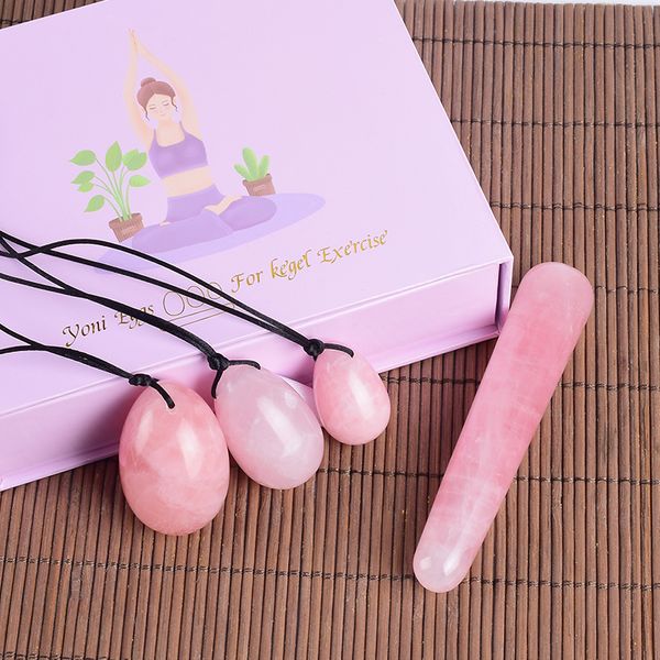 Cintura dimagrante all'ingrosso Yoni Egg Set da massaggio al quarzo rosa naturale Drill Crystal Mineral Ball Kegel Esercizio Muscolo del pavimento pelvico Vagina Donna 230614