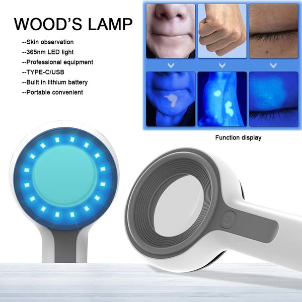 Steamer Portable Blue LED Cold Light Skin Analyzer Wood UV Lamp Magnification Effect Analysis Detection Vitiligo Testing 230613
