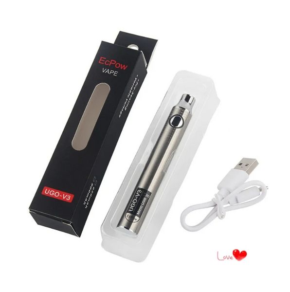 2023 YENİ Yeni Isıtma Ayar Voltaj Mikro USB 650 MAH/900mAh Şarj Edilebilir Piller 510 İplik UGOV3 Vapes Kalemler