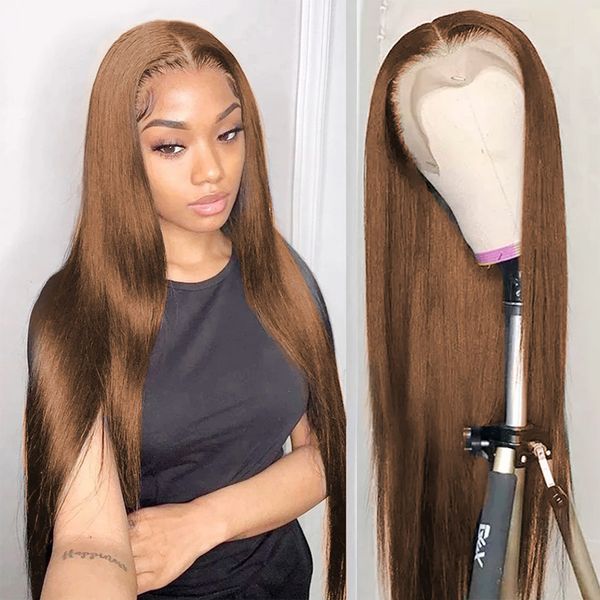 Peruca Frontal Lace Castanho Claro Perucas Coloridas Hd Peruca Frontal Lace 13x4 Bone Straight Lace Front Perucas Cabelo Humano