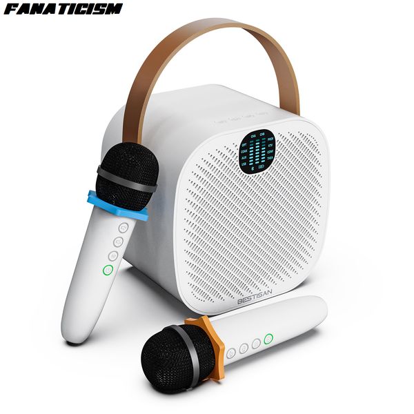 Bestisan Altoparlante portatile per karaoke Bluetooth 5.0 con due microfoni wireless Altoparlanti potenti da 30 W 8 ore di riproduzione