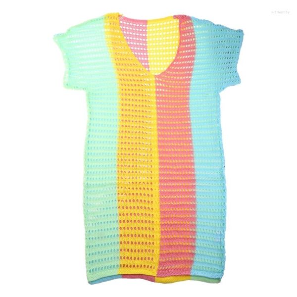 Costumi da bagno da donna Costume da bagno donna Protezione solare Coprispalle con scollo a V Abbinamento colori Abito tunica da spiaggia Scava fuori Costumi da bagno Scialle Copricostume Vacanze