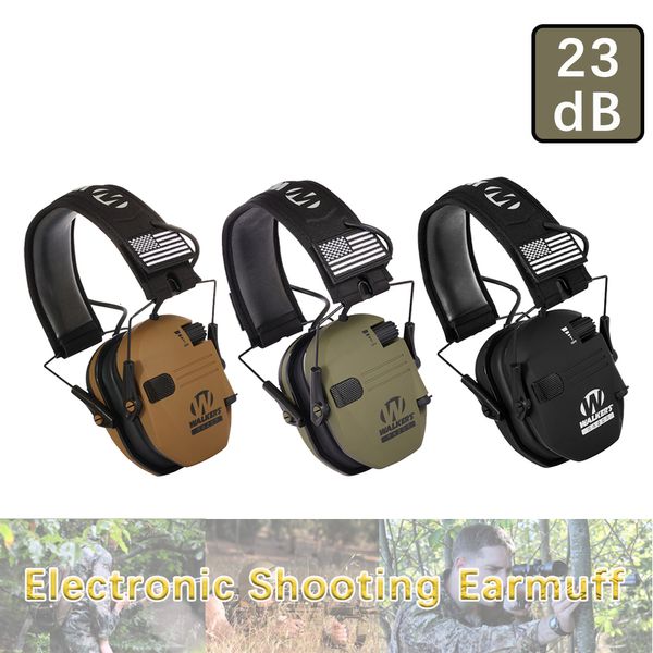 Auricolare tattico di alta qualità per Walkers Razor Slim Shooting Ear Protection Muffs con NRR 23 dB 2X Flag Patch FAST SHIP 230613