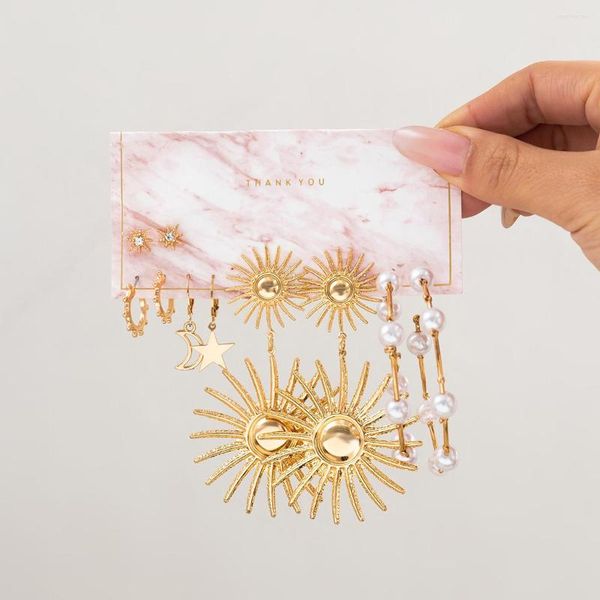 Серьги -свисые серьги Lacteo 2023 5 пары золотой цвет для женских ювелирных украшений преувеличенные кулонные кулоны с большим кольцом подарки