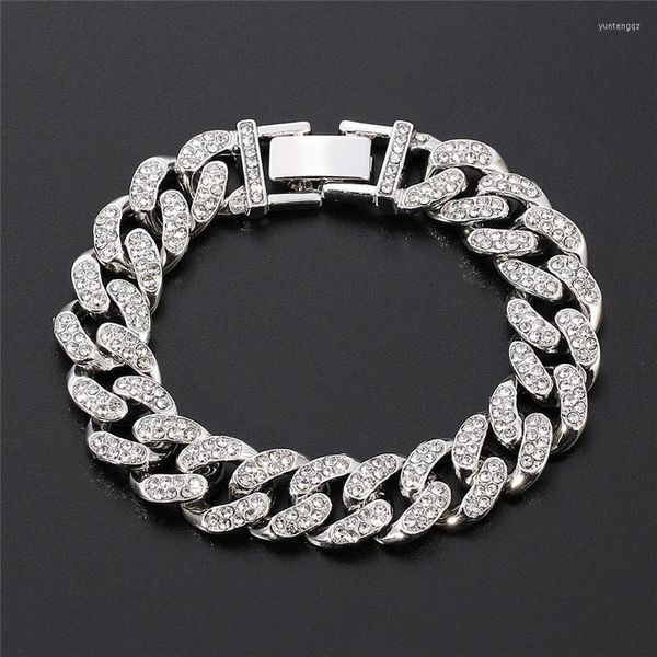 Braccialetti con ciondoli Braccialetto di strass di lusso Gioielli Hip Hop Moda uomo Bling Ghiacciato Cuba Catena Accessori per feste Regalo all'ingrosso