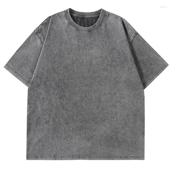 Herren T-Shirts Sommer Oversize Washed T-Shirts Männer Baggy Tees Mode Koreanische Streetwear Hochwertige Vintage Kurzarm Tops Kleidung