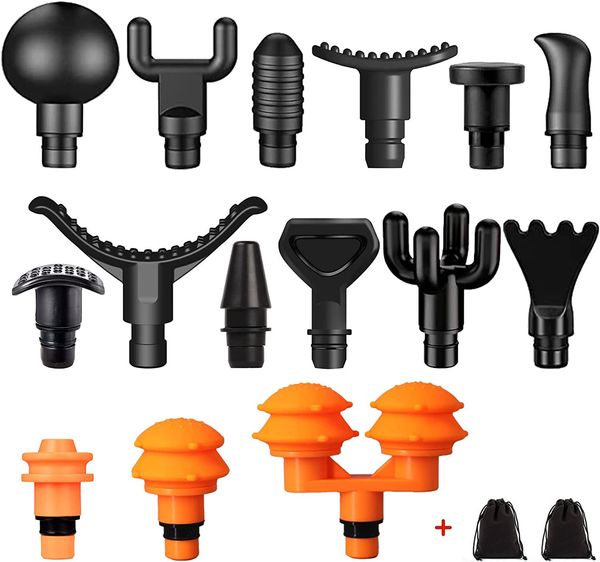 Acessórios para pistolas de massagem atualizados 15 PCS cabeças massageadoras para atender a diferentes necessidades de tecidos profundos para pistolas de massagem muscular Plug-Play Acessórios para pistolas de massagem 230613