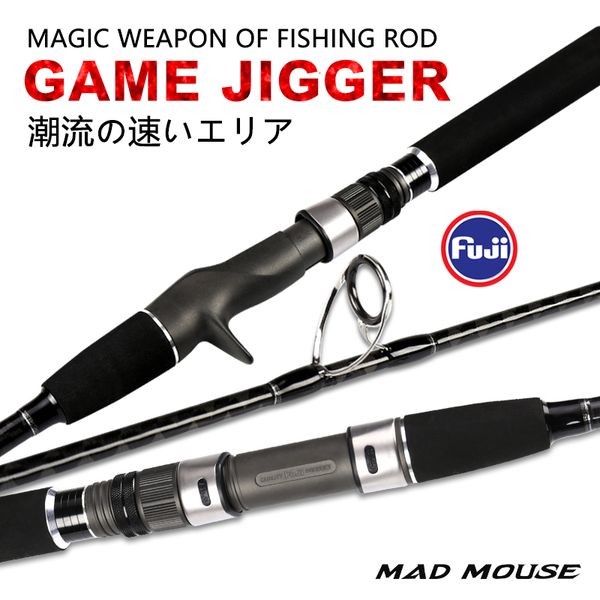 Varas de pesca para barco MADMOUSE Japan Full Fuji Parts Jigging Rod GAME JIGGGER 1.8M PE 2-4 JIG 60-200G 20kgs Vara para barco Ocean Fishing Rod Slatwater 230614