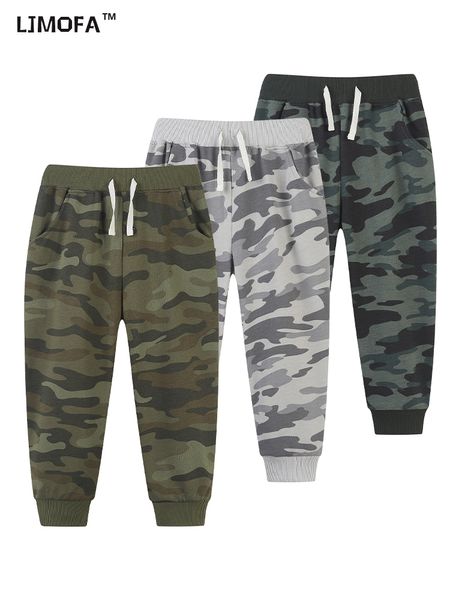 Pantaloni LJMOFA Pantaloni per bambini Cotone Bambini Ragazzi Abbigliamento mimetico allentato Casual Sport Primavera Pantaloni sportivi per bambini Pantaloni D337 230614