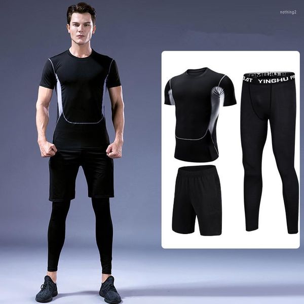 Fatos de treino masculinos Fitness Running Esportes T-shirts Roupas de treino de basqueteRoupas de manga curta para homens Kit de roupas esportivas de secagem rápida